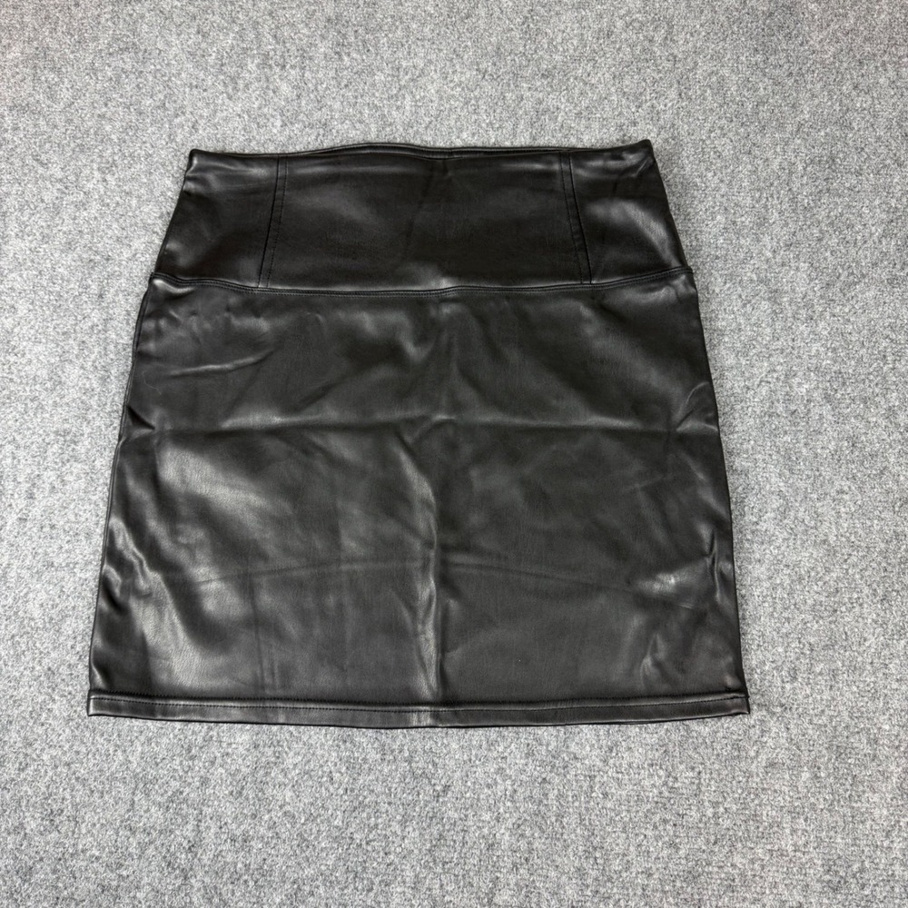 Tinseltown Black Faux Vampcore Goth Leather Mini Skirt High Waisted XL NWT